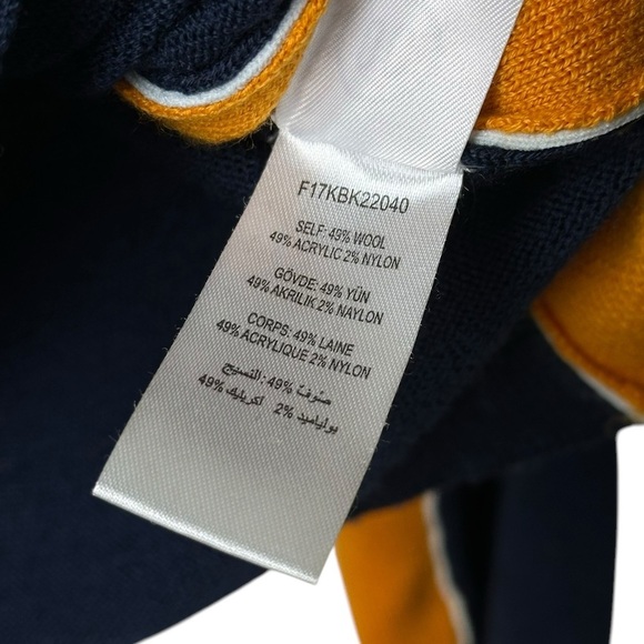 Opening Ceremony Men's Large Knit Collared Cardigan Color Block Navy Blue Orange - Picture 6 of 11